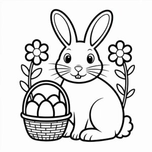 Paashaas met mand kleurplaat