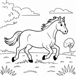 Pferd auf der Wiese Malvorlagen herunterladen