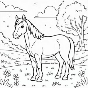 Pferd auf der Wiese zum Ausdrucken