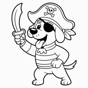 Page de coloriage chien pirate