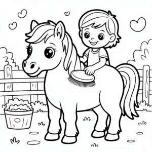 Pony mit Kind zum Ausdrucken für Kinder