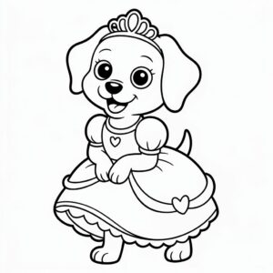 Page de coloriage chien princesse