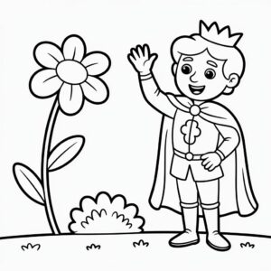 Prins die zwaait kleurplaat om te printen