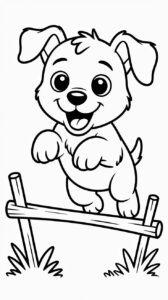 Coloriage chiot saut d’obstacles