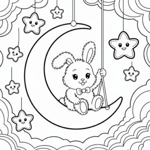 Schattig konijntje met sterren kleurplaat