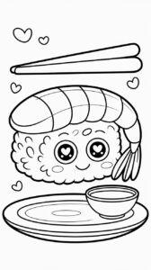 Simpel garnalen sushi kleurplaat