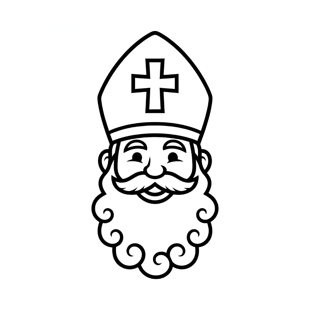 Sinterklaas gezicht – eenvoudige kleurplaat