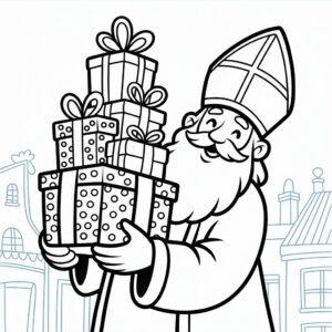 Sinterklaas lahjapakettien värityssivu