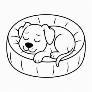 Page de coloriage chien en train de dormi