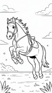 Springendes Pferd Ausmalbild kostenlos als PDF