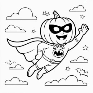 Superheld pompoen kleurplaat