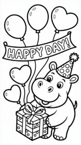 Vrolijk nijlpaard kleurplaat