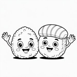 Vrolijke Sushi Vrienden kleurplaten