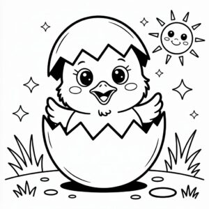 Ausmalbild Küken schlüpft aus dem Ei