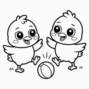 Ausmalbild Spielende Küken