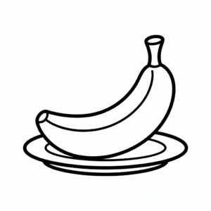 Banane auf dem Teller Ausmalbild als kostenloses PDF