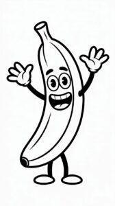Bananen-Gesicht Ausmalbild für Kinder – jetzt kostenlos drucken