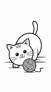 Chat jouant avec une pelote de laine à imprimer