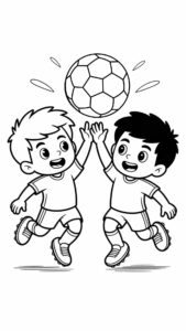 Coloriage Deux garçons se disputent le ballon gratuit