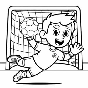 Coloriage Gardien qui attrape le ballon gratuit
