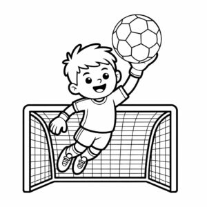 Coloriage à imprimer Gardien qui attrape le ballon