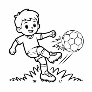 Coloriage à imprimer Joueur qui tire dans le ballon