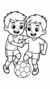 Deux garçons se disputent le ballon à imprimer