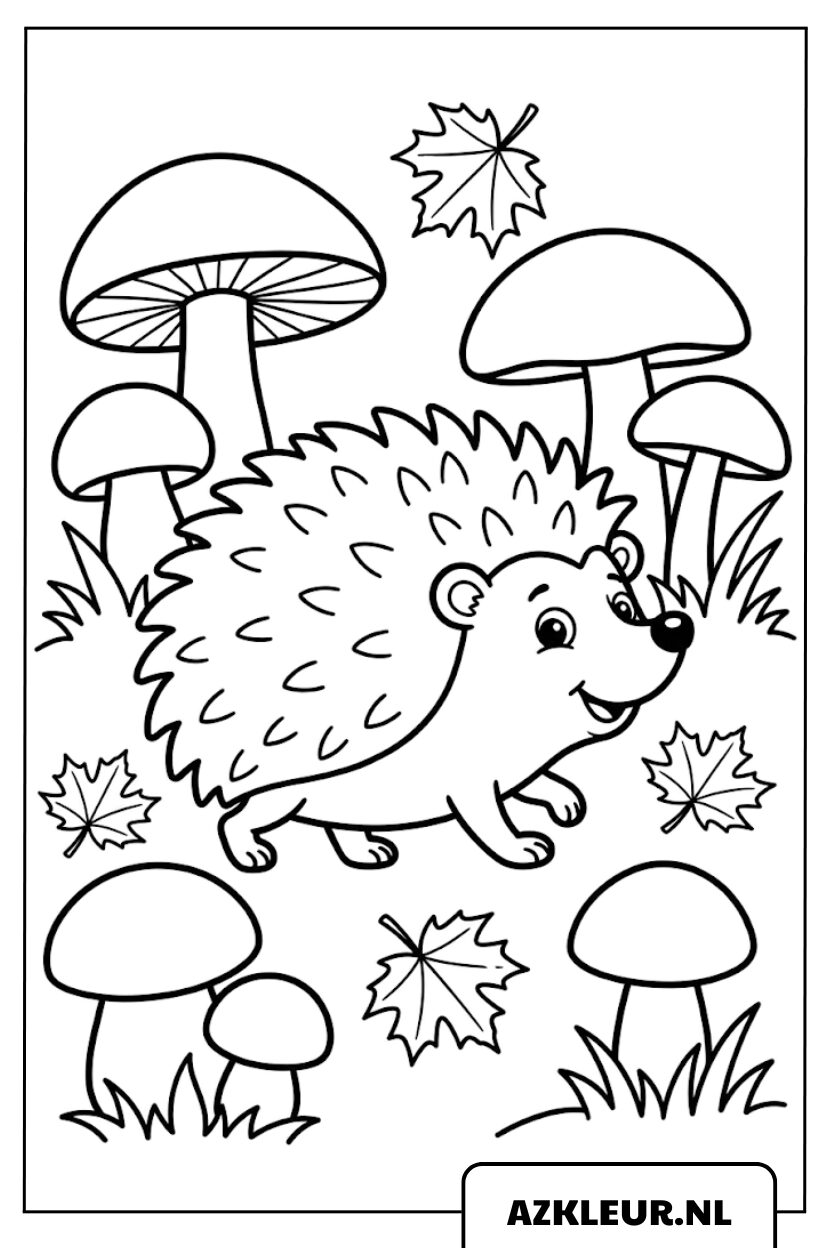 Egel en paddenstoelen herfst kleurplaat.jpg