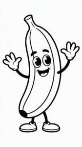 Free Download Bananen-Figur mit Gesicht zum Ausmalen