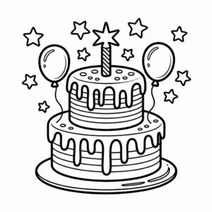 Gâteau arc-en-ciel coloriage