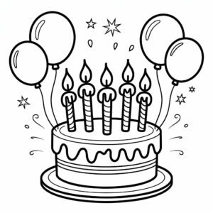 Gâteau d’anniversaire avec bougies coloriage