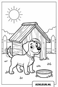 Hond voor hondenhok kleurplaat.jpg