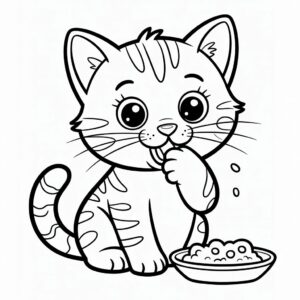 Idées de coloriage Chat en train de manger