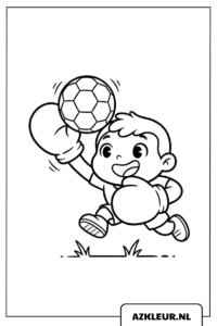 Keeper vangt de bal kleurplaat.jpg