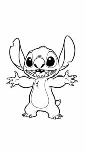 Kleurplaat Stitch met open armen