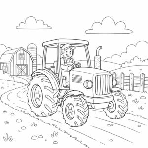 Kleurplaat Tractor op de Boerderij