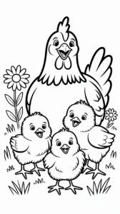 Küken-Familie zusammen Ausmalbild