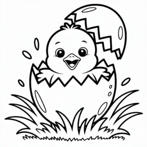 Küken schlüpft aus dem Ei Malvorlage