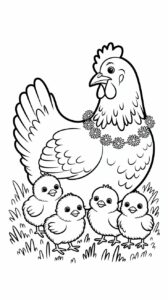Malvorlage Küken-Familie zusammen