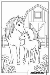 Hevonen ja varsa tallin värityssivu.jpg
