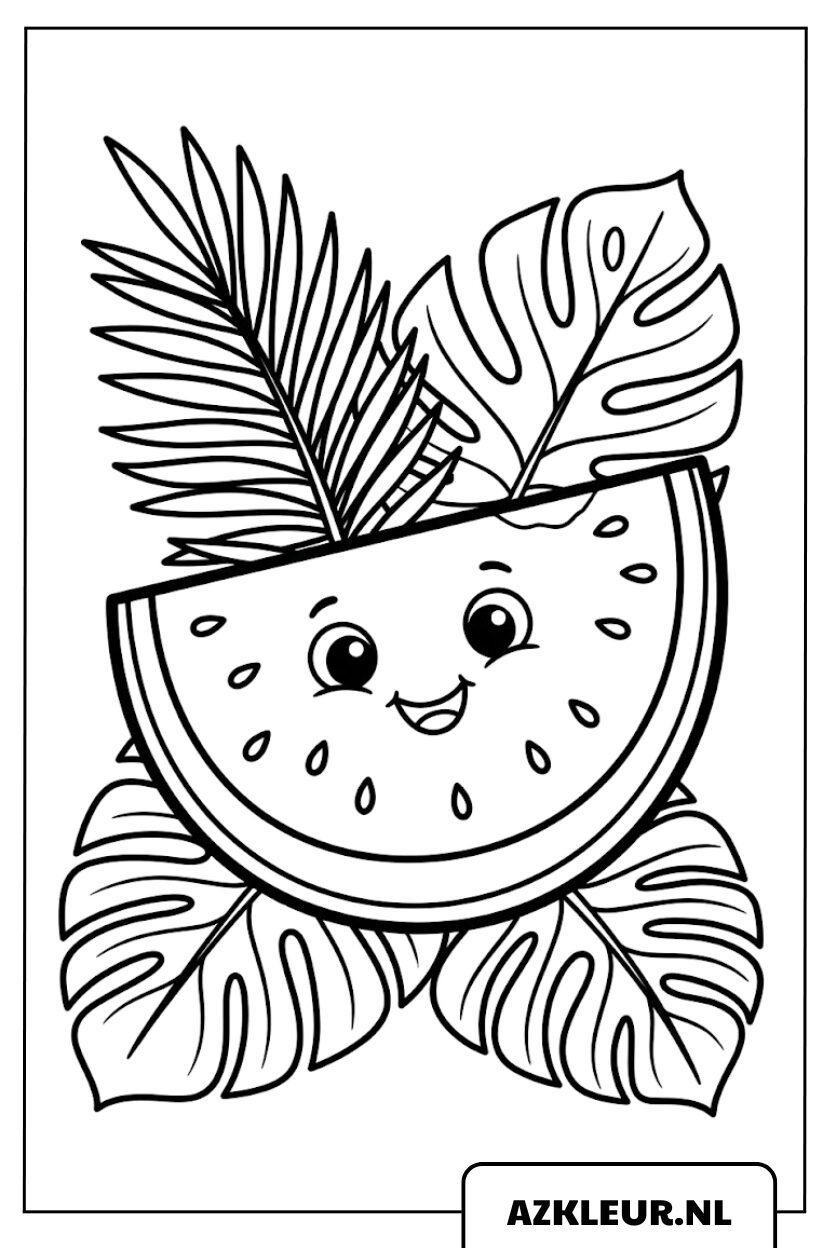 Schattige watermeloen zomer kleurplaat.jpg