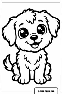 Schattige zittende puppy kleurplaat.jpg