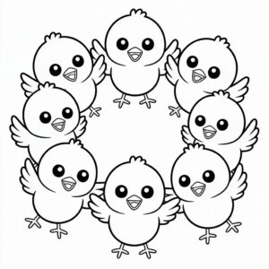Spielende Küken Ausmalbild