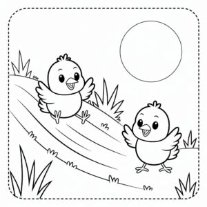 Spielende Küken Ausmalbilder