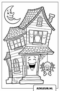 Spookhus med edderkop og måne farvelægning.jpg