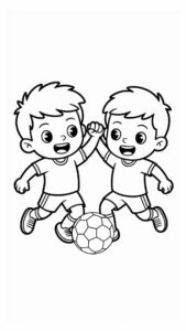 Télécharger gratuitement le coloriage Deux garçons se disputent le ballon