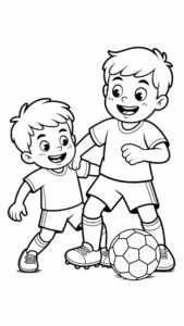 Télécharger le coloriage Deux garçons se disputent le ballon gratuit