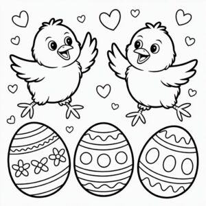 Uova con pulcini colorare