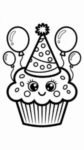 coloriage Cupcakes anniversaire