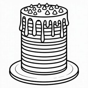 coloriage Gâteau arc-en-ciel multicouche